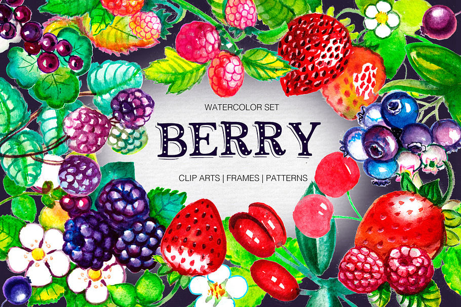 Berry. Big Watercolor Set. in Illustrations - product preview 8