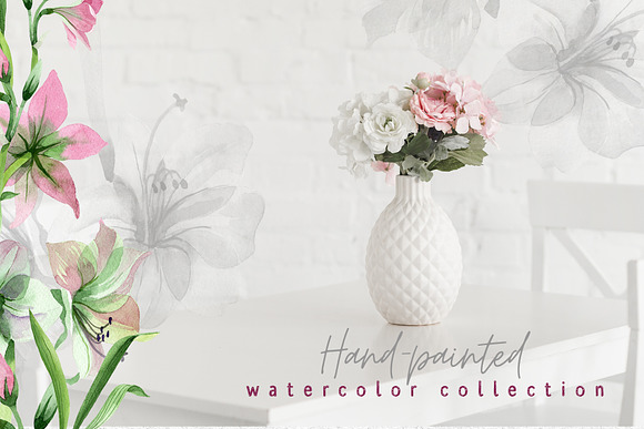 Pink amaryllis  Watercolor png in Illustrations - product preview 1