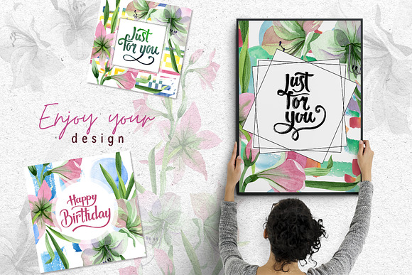 Pink amaryllis  Watercolor png in Illustrations - product preview 3
