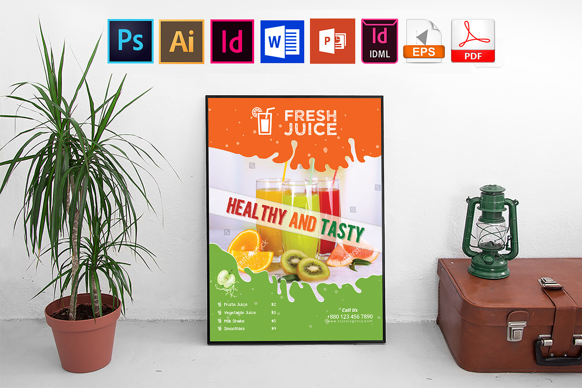 Poster | Fruit Juice Menu Vol-01 in Flyer Templates - product preview 8