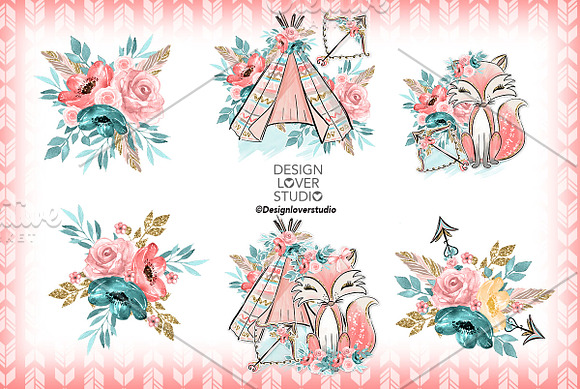 Boho Fox design in Illustrations - product preview 2