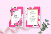 Pink Rose Wedding Invitation Set