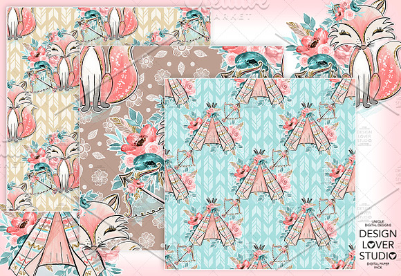 Boho Fox digital paper pack in Patterns - product preview 1