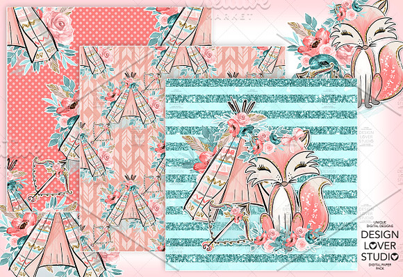 Boho Fox digital paper pack in Patterns - product preview 2