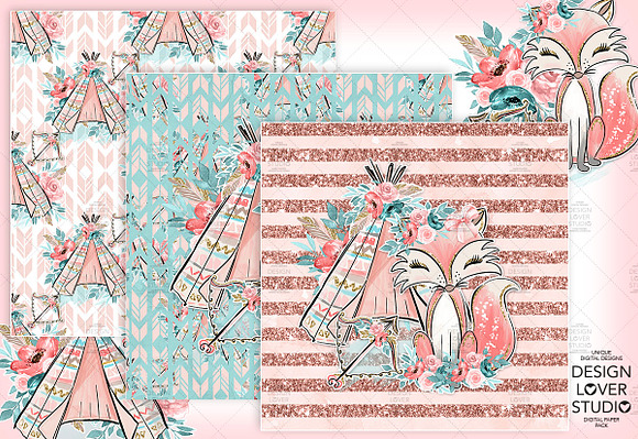 Boho Fox digital paper pack in Patterns - product preview 3
