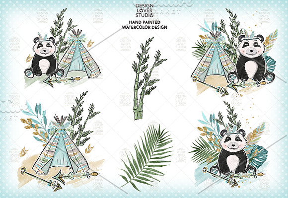 -50%Boho Panda design in Illustrations - product preview 1
