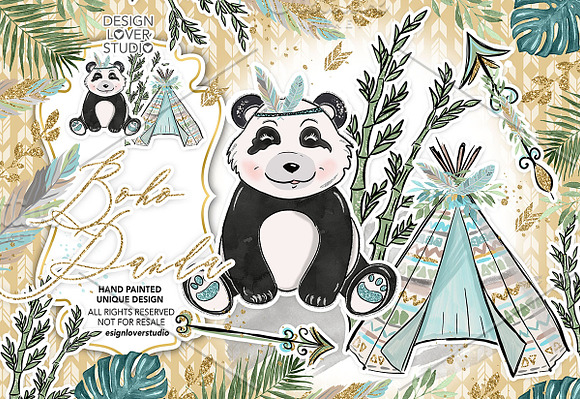 -50%Boho Panda design in Illustrations - product preview 2