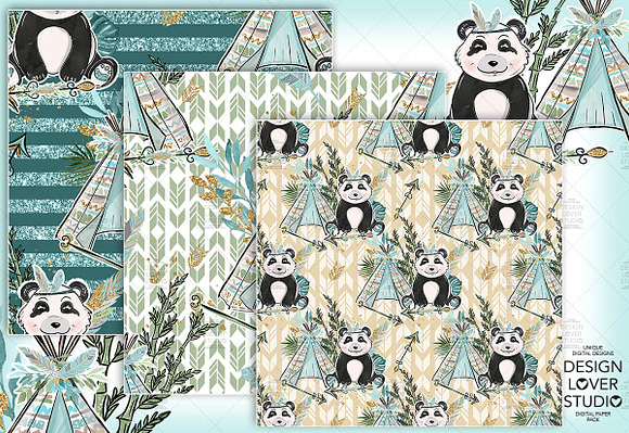 Boho Panda digital paper pack in Patterns - product preview 2