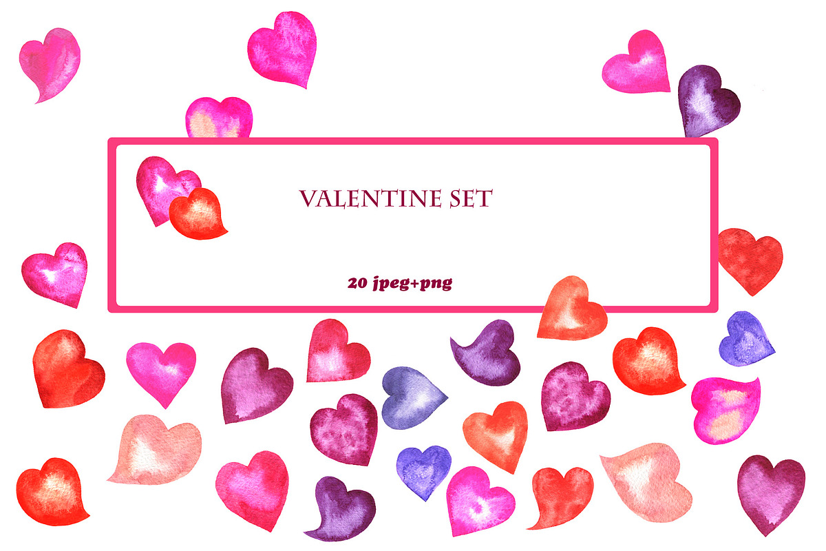Watercolor valentine set in Illustrations - product preview 8