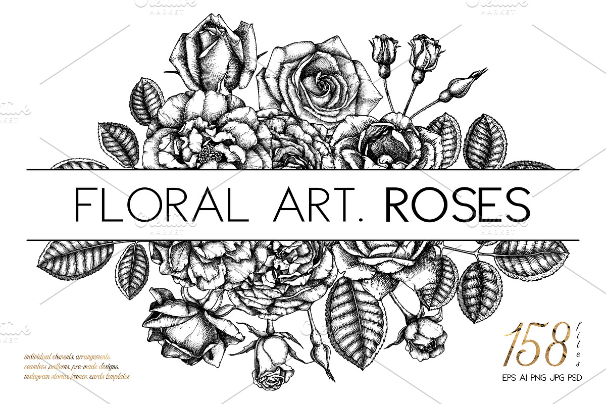 Hand Drawn Roses Collection in Illustrations - product preview 8