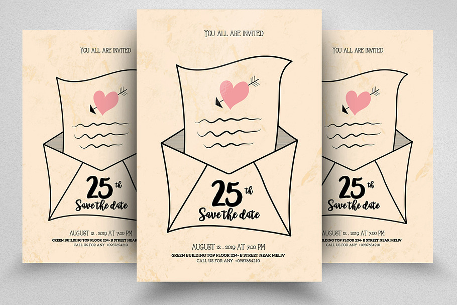 Save The Date Love Card Templates in Flyer Templates - product preview 8