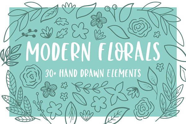 Modern Florals, Hand Drawn Elements