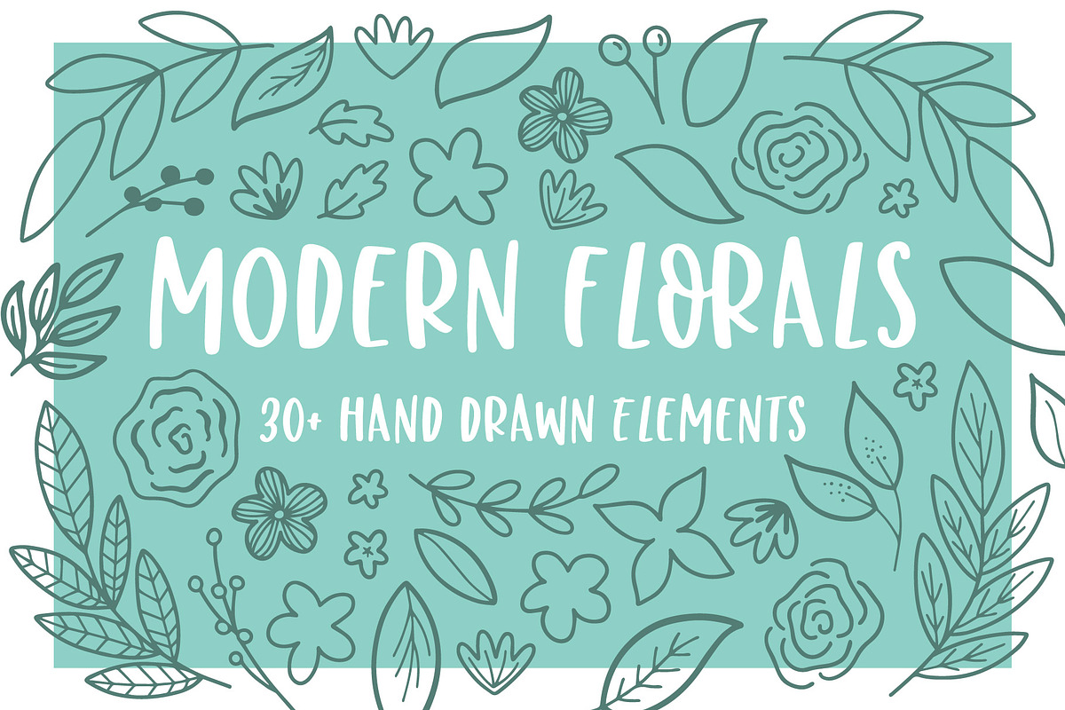 Modern Florals, Hand Drawn Elements in Illustrations - product preview 8