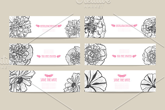 50 Hand Drawn Decorative Flowers Set in Illustrations - product preview 14