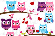 Valentine's Day Owl Clipart & Vector