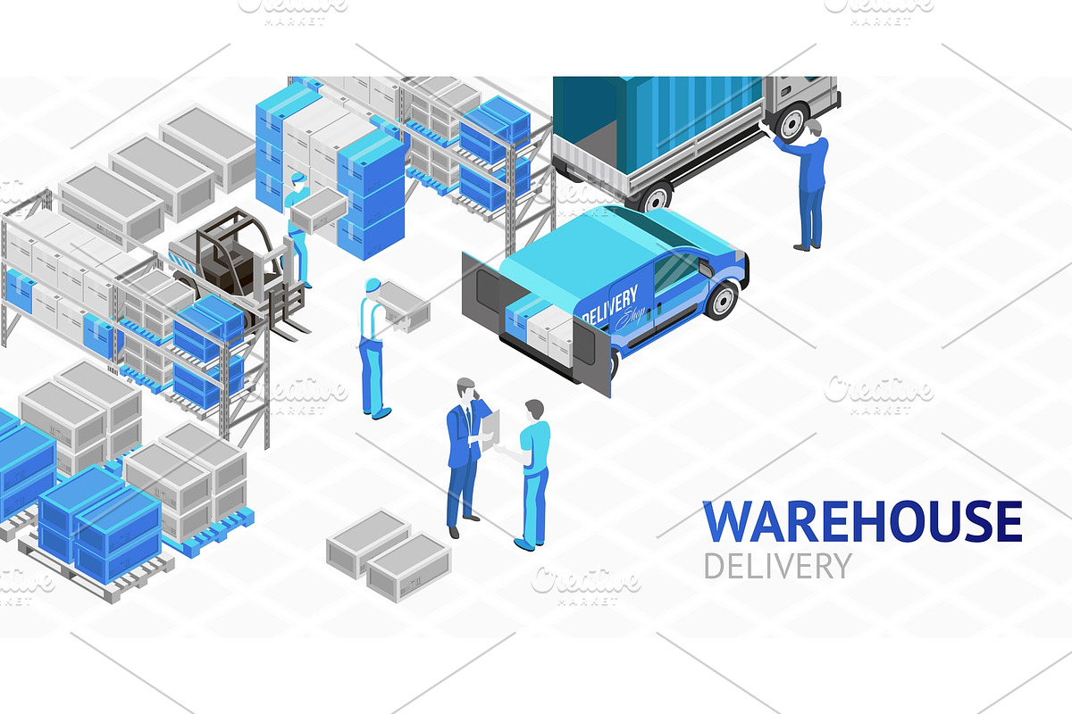 Isometric design of warehouse in Illustrations - product preview 8