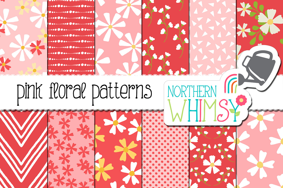 Pink Floral Seamless Patterns in Patterns - product preview 8