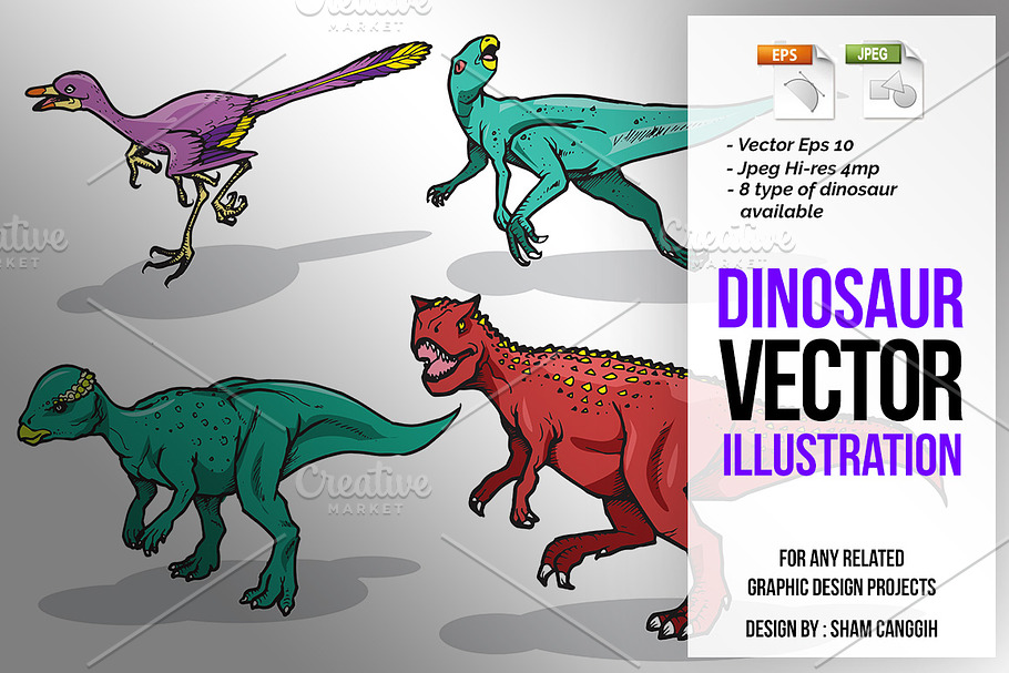 Dinosaur Vector Illustration in Illustrations - product preview 8