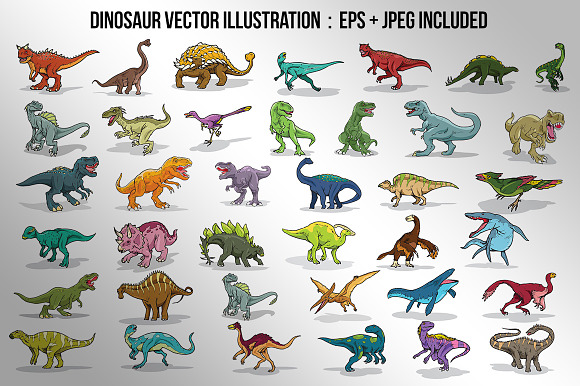 Dinosaur Color Vector Bundle in Illustrations - product preview 1