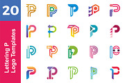 20 Logo Lettering P Template Bundle