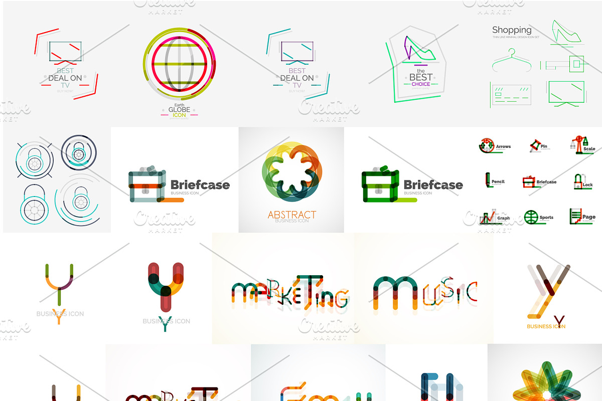 Universal line logos set in Graphics - product preview 8