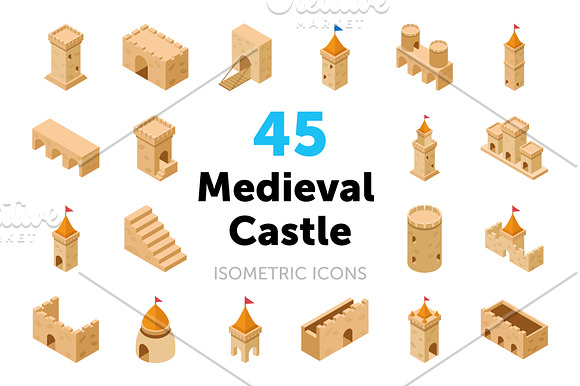 45 Medieval Castle Vector Icons in Icons - product preview 2