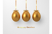 3d metallic golden eggs hanging foil