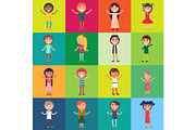 Active Children Isolated on Colorful