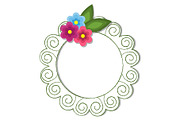 Vintage Round Frame with Flowers