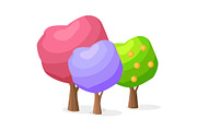 Set of Purple, Pink, Green Tree with