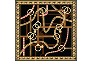 Pattern with Golden Chain and Belts 