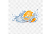 Half Orange Fruit in Clean Water