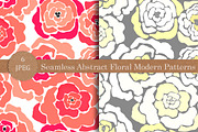 Seamless flowers modern patterns set