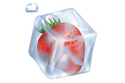 Strawberry in Ice Cube and Bubble