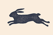 Rabbit, hare, silhouette. Vintage