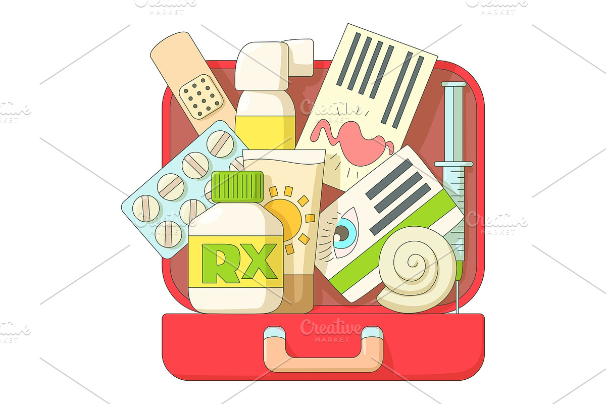 First aid kit icons set, flat style in Objects - product preview 8