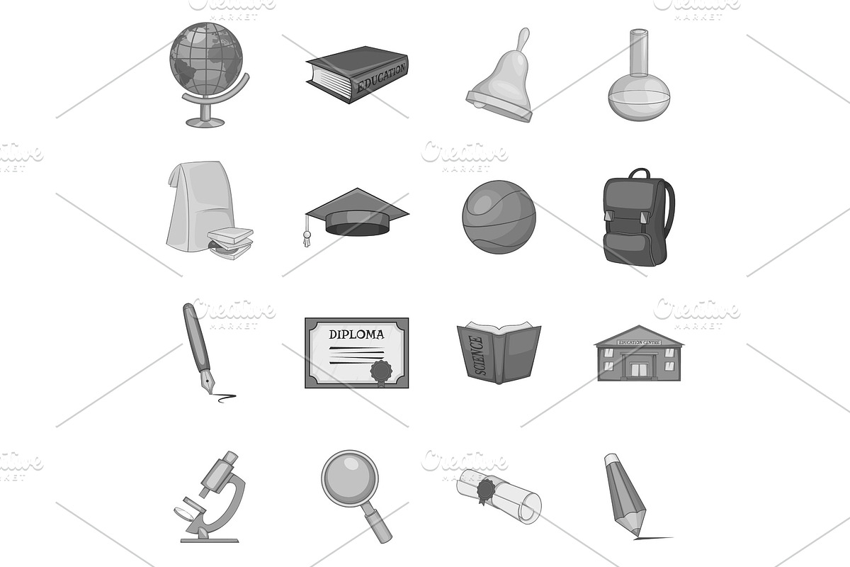 Science icons set, gray monochrome in Objects - product preview 8