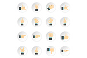 Hand gesture icons set, flat style