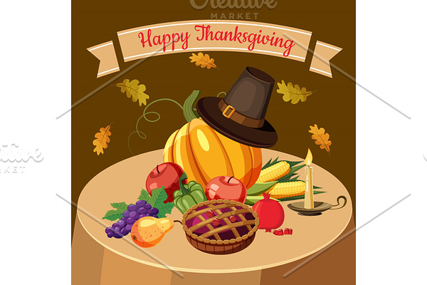 Thanksgiving Day concept, cartoon