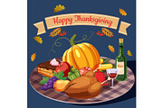 Thanksgiving Day concept, cartoon