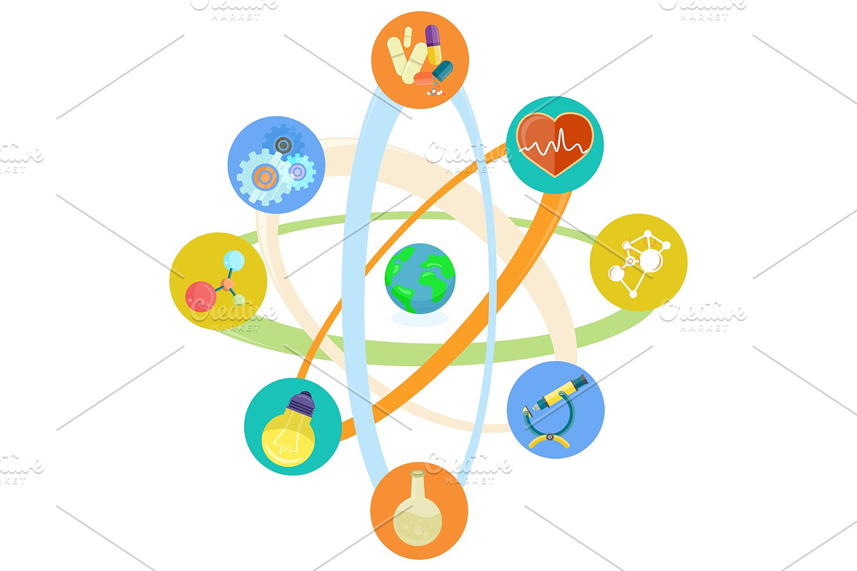 Science Themed Icons Placed in in Illustrations - product preview 8