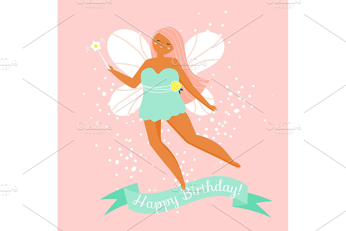 Magic Flying fairy Birthday card in Illustrations - product preview 8