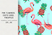 Pineapples,flamingo tropical pattern