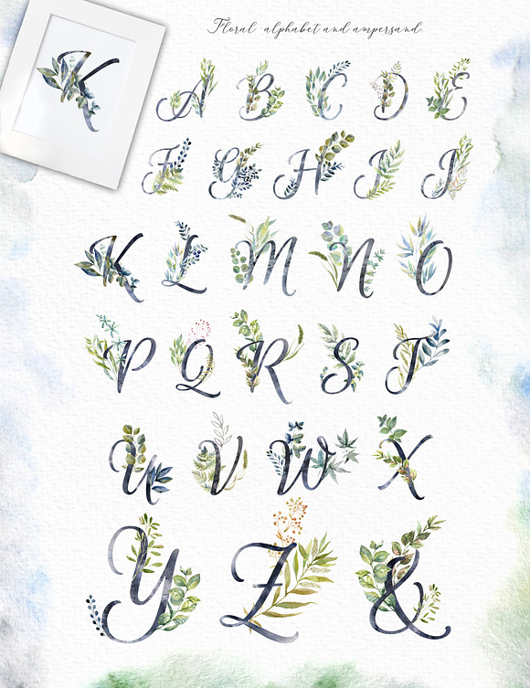 Floral Alphabets. Bundle of Five ABC in Illustrations - product preview 7