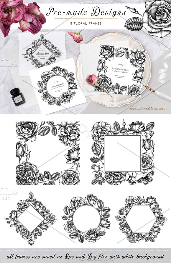 Hand Drawn Roses Collection in Illustrations - product preview 2