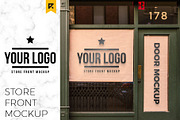 Storefront Sticker Sign Logo Mockup