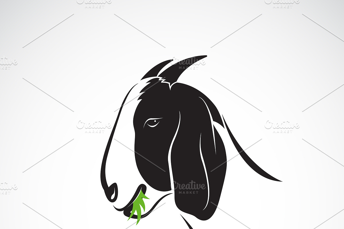 Goat head that is eating grass. in Icons - product preview 8