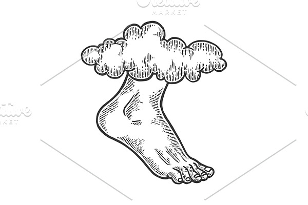 Foot of God engraving vector