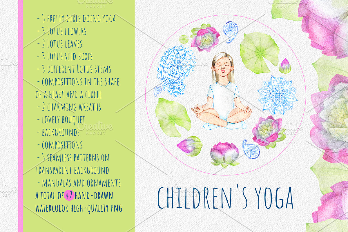 watercolor children's yoga in Illustrations - product preview 8
