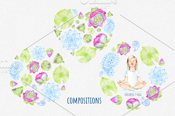 watercolor children's yoga in Illustrations - product preview 5